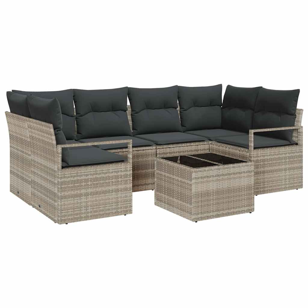 Garten-Sofa-Set 7 pcs Hellgrau und Dunkelgrau 55 x 55 x 37 cm